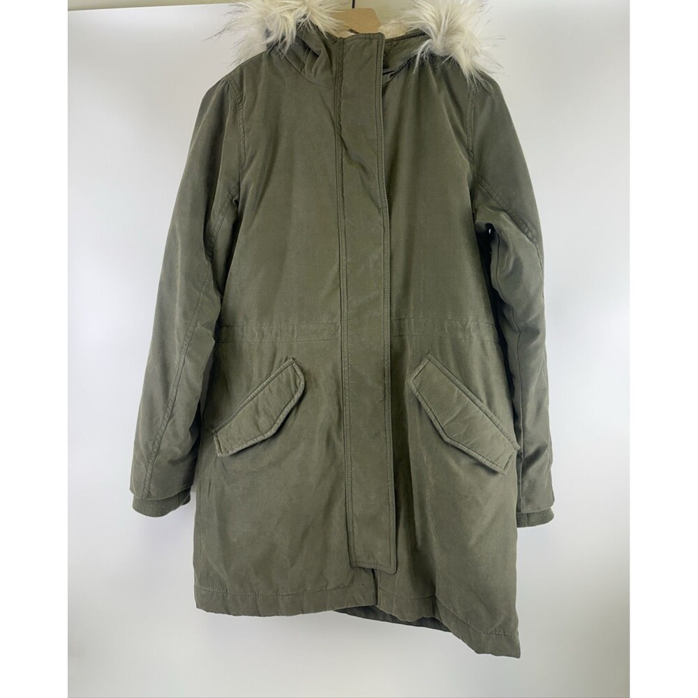 Abercrombie Fitch Ultra Coat Parka Removable Faux Fur Liner Green Womens Medium